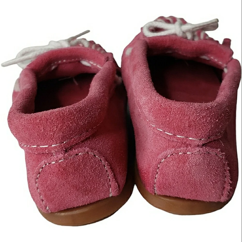 Minnetonka Thunderbird 10 Girls Moccasin Native American Beaded Leather Hot Pink
